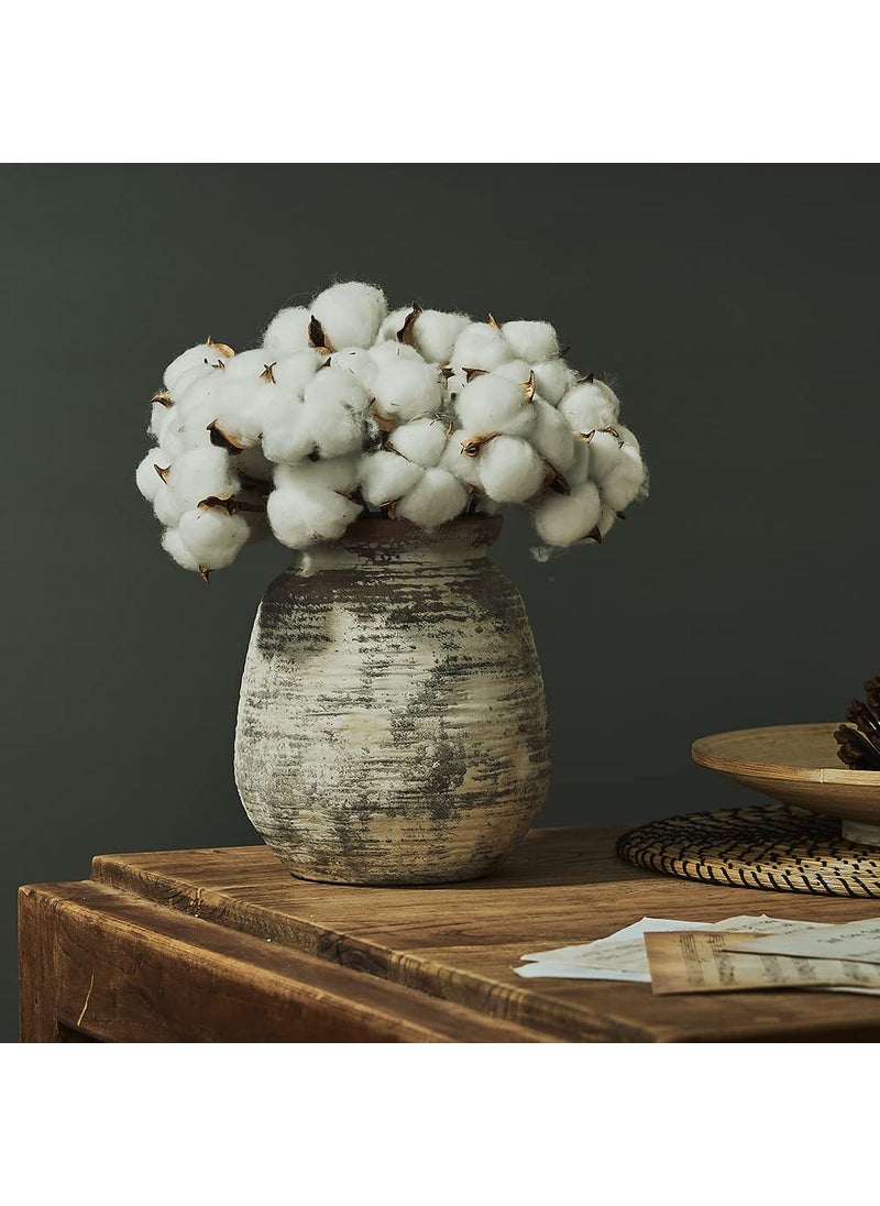 SIDUCAL SIDUCAL Ceramic Rustic Vase  Whitewashed Terra cotta Vase  Distressed Farmhouse D?cor  Pottery Decorative Flower Vase for Home Decor  Table  Living Room Decor  Shelf Decor  Mantel  7.3 Inch  Terra  - Image 3