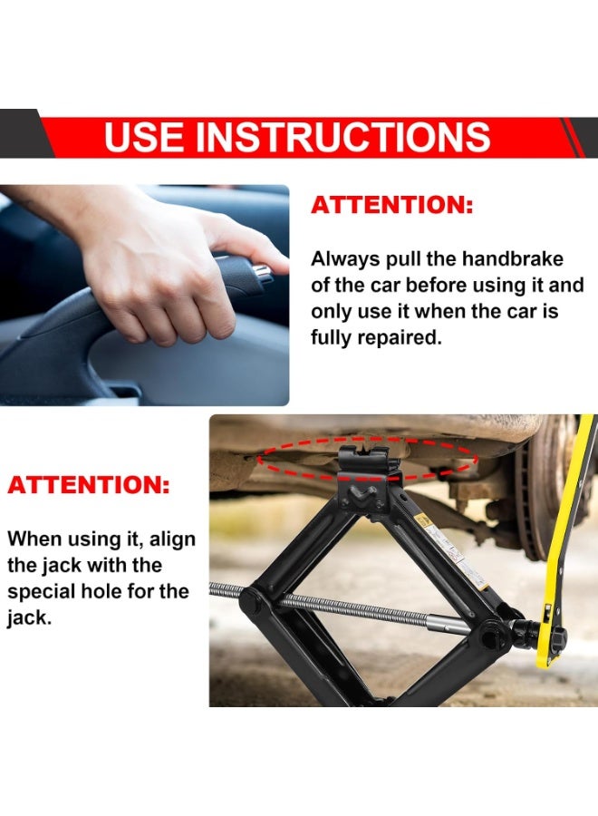 طقم رافعة مقص 2 طن للخدمة الشاقة - مقبض توفير الجهد - مفتاح عجل تلسكوبي بـ مقابس كروم فاناديوم (17/19 مم و 21/23 مم) - Image 2