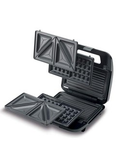 Generic Multi-Snack Maker 3-in-1 - Non-Stick Detachable Cooking Plate | Cooks Delicious Crispy Sandwiches/Waffles/Grills | Cool Touch Handle | Automatic Temperature Control 760 W  - Image 2