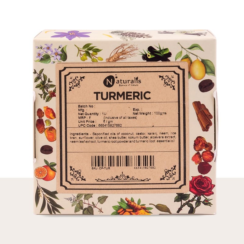 Naturalis Turmeric Soaps for Bath Handmade Cold Pressed Turmeric Soap with Organic Ingredients Natural Luxury Soap for Deep Cleansing Hydration and Radiant Skin Glow 100g - Image 1