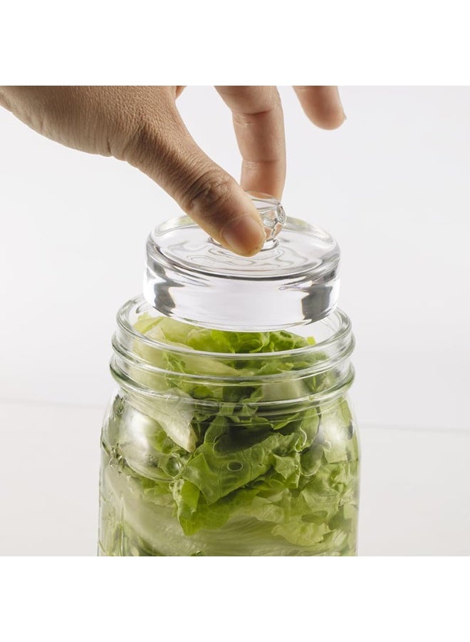 2 Packs 7cm Glass Fermentation Weights with Handle & Gap, Clear Glass Fermenting Press Weight for Wide Mouth Mason Jars Fermentation Kit - Image 4