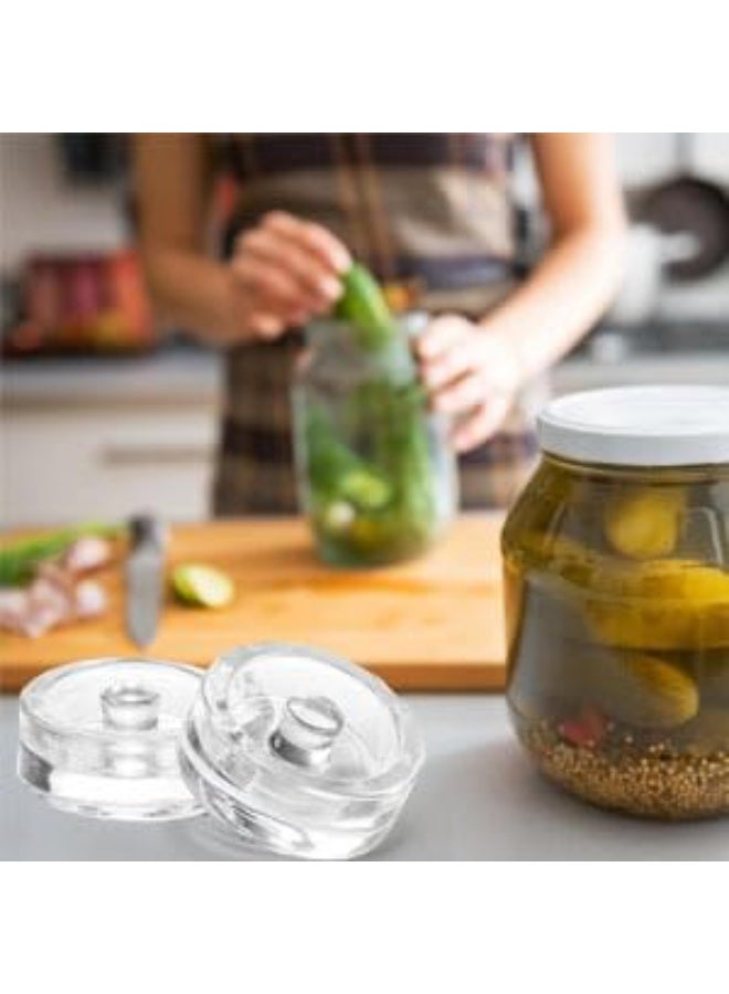 2 Packs 7cm Glass Fermentation Weights with Handle & Gap, Clear Glass Fermenting Press Weight for Wide Mouth Mason Jars Fermentation Kit - Image 5