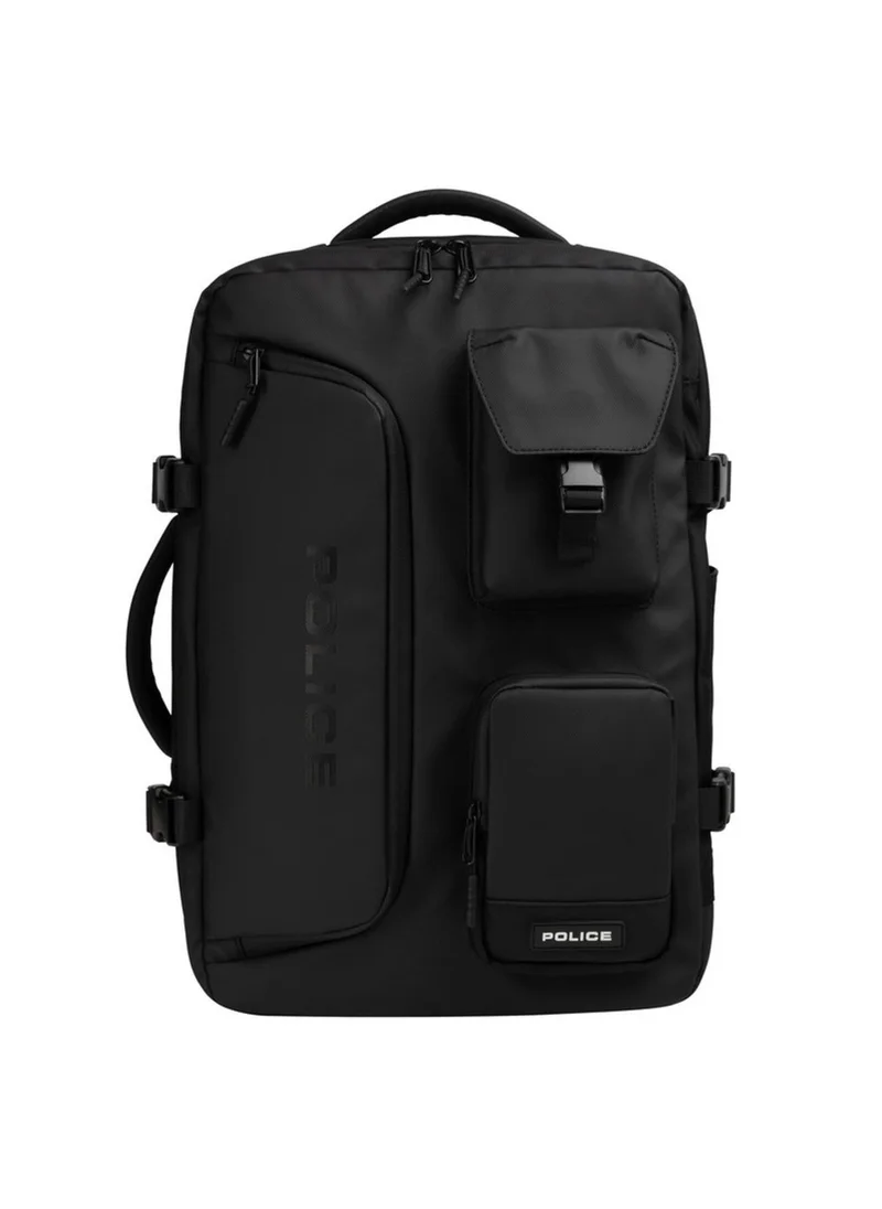 بوليس Police Men's Icon Convertible Travel Backpack with Multi-Compartment Design, Rugged Urban Styling & Versatile Travel Utility – Black