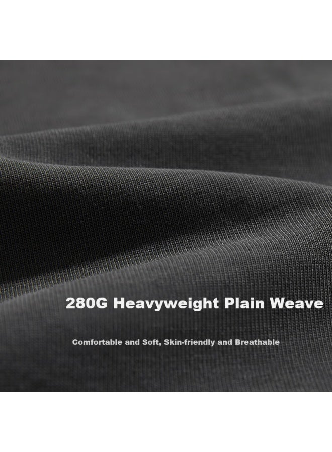 Cabbeen 280g Heavyweight Plain Weave Men's Creative Logo Colorblock Design Autumn Long Sleeve T-shirt