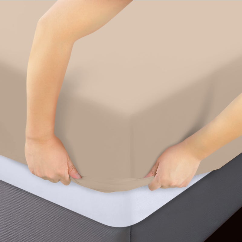 Utopia Bedding Full Fitted Sheet - Bottom Sheet - Deep Pocket - Soft Microfiber - Shrinkage and Fade Resistant - Easy Care -1 Fitted Sheet Only (Beige) - Image 3