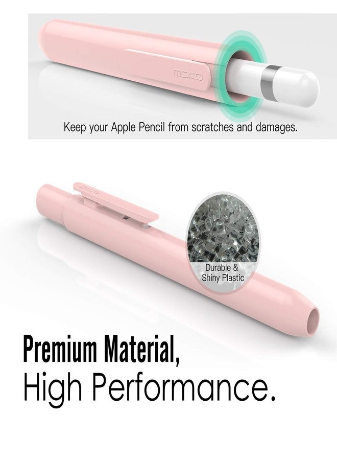 MoKo Holder Case for Apple Pencil 1st Generation, Retractable Apple Pencil 1st Case Protective iPad Pencil Sleeve Skin Cover with Sturdy Clip, Pink - Image 2
