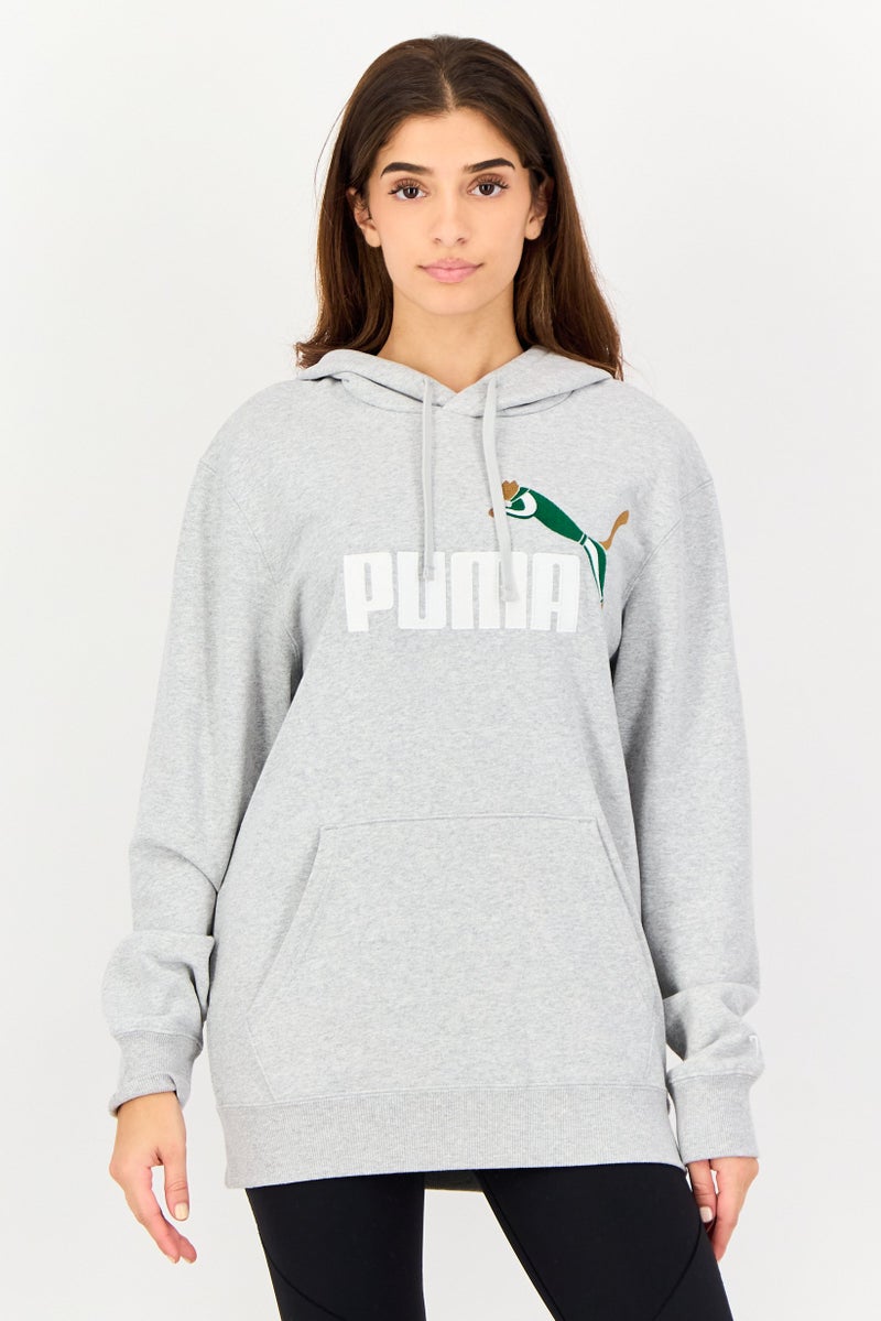 PUMA هودي خارجي طويل الأكمام للنساء، رمادي - Image 1