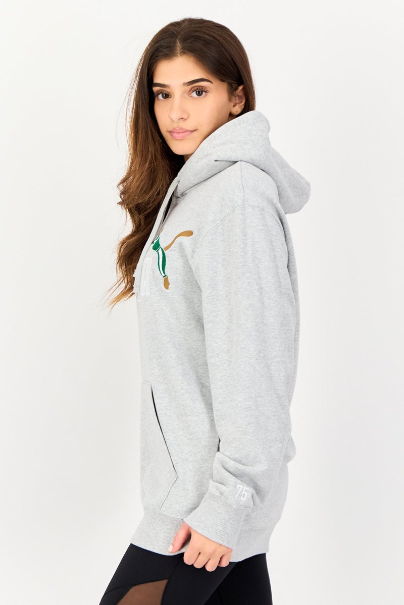 PUMA هودي خارجي طويل الأكمام للنساء، رمادي - Image 2