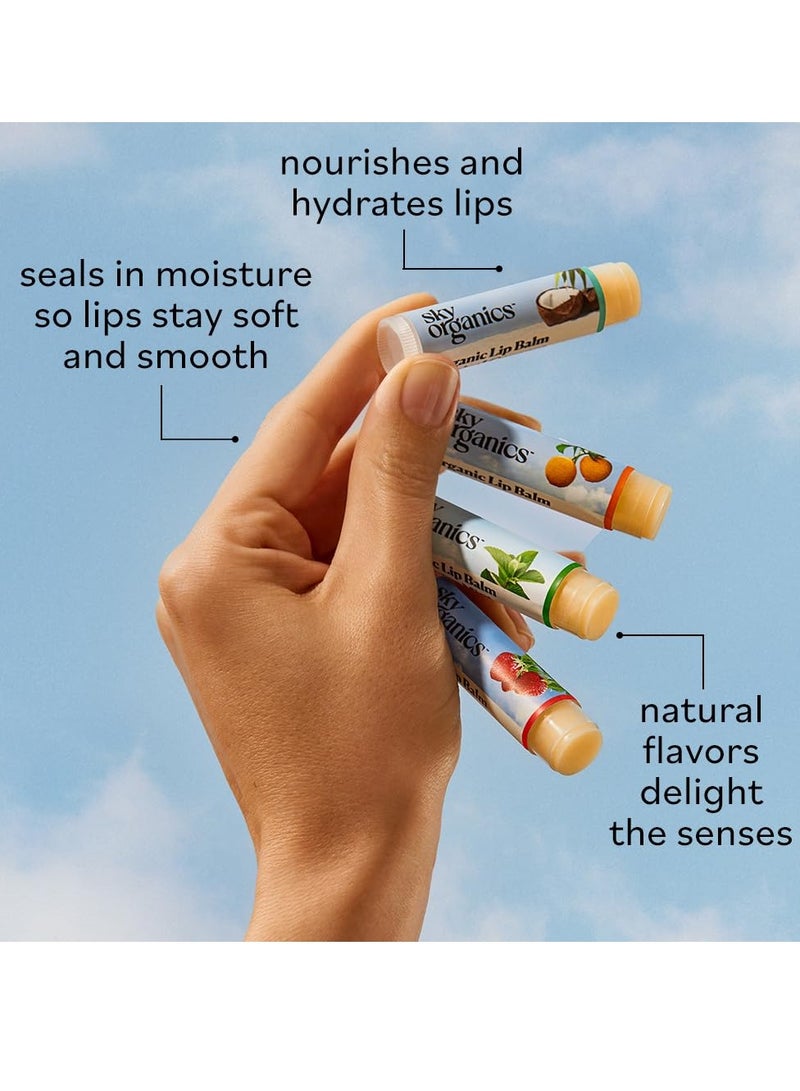 Sky Organics Sky Organics - Organic Lip Balm Set (4-Pack) - Organic Beeswax, Botanical Oils & Extracts - Vitamin E & Organic Natural Flavors - Beauty Gift Set - All Skin Types & Cruelty Free - Lip Care & Self Care - Image 2