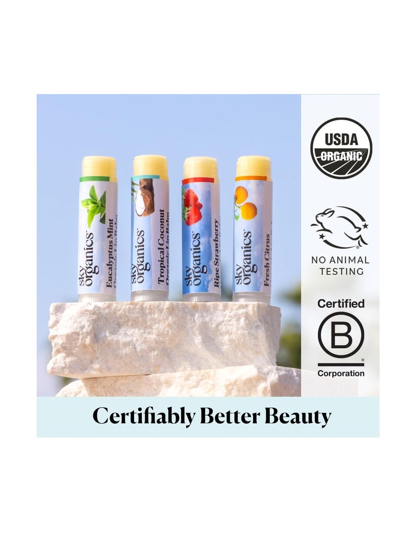 Sky Organics Sky Organics - Organic Lip Balm Set (4-Pack) - Organic Beeswax, Botanical Oils & Extracts - Vitamin E & Organic Natural Flavors - Beauty Gift Set - All Skin Types & Cruelty Free - Lip Care & Self Care - Image 3