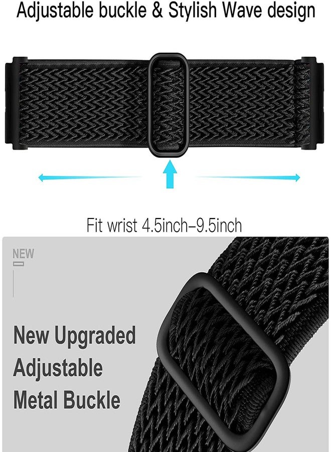 Olytop Elastic Bands for Galaxy Watch 7/6/4 Classic Bands 47mm 46mm 43mm 42mm/5 Pro Band 45mm,Samsung Galaxy Watch 7/FE/6/5/4 Strap 44mm 40mm/Active 2/3 41mm, 20mm Stretch Nylon Wristband, Wave Black - Image 5