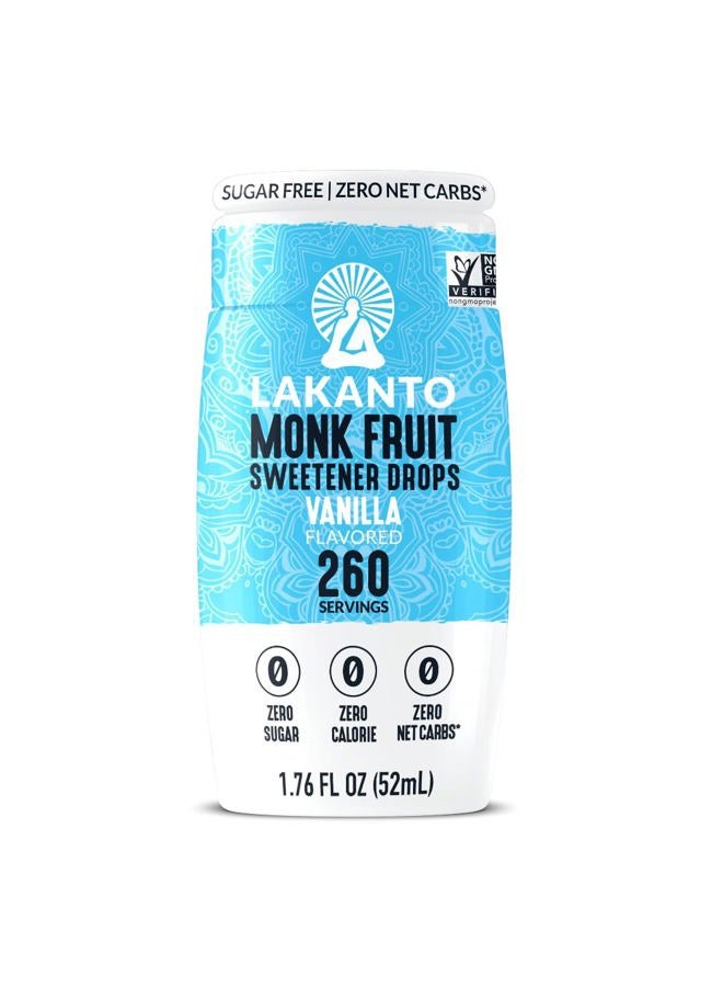 LAKANTO قطرات مستخلص فاكهة الراهب - محلي سائل - صفر سعرات حرارية، صفر سكر، محلي مشروبات كيتو، بديل السكر، مناسب للسفر، للشاي، القهوة، العصائر - فانيليا 1.76 أونصة سائلة (عبوة من 1) - Image 1