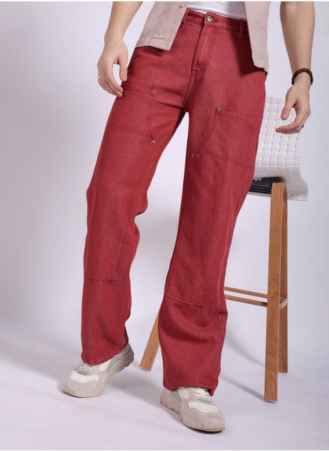 Men Baggy Solid Mid-Rise Carpenter Denim