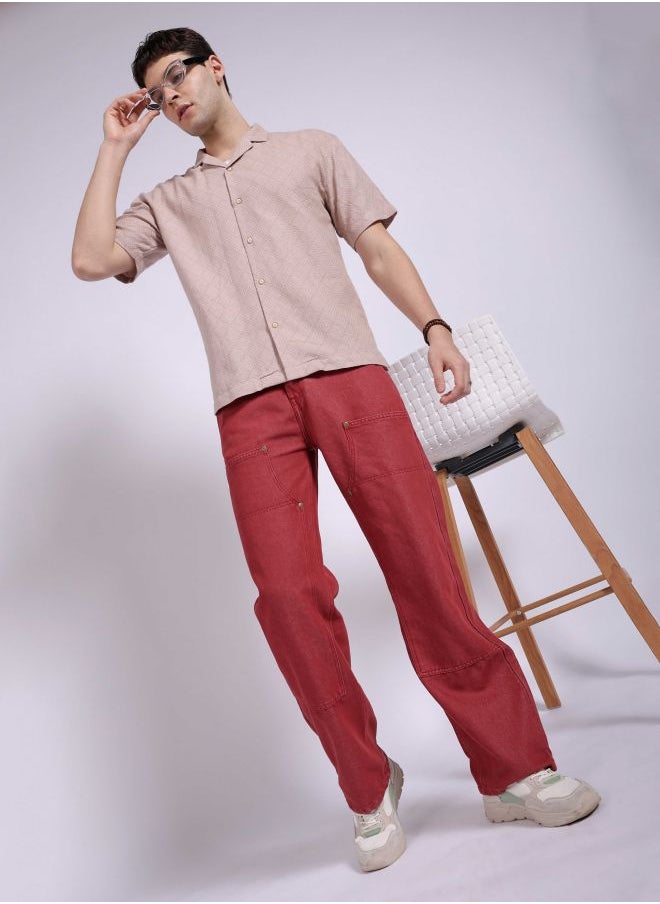 The Indian Garage Co - Men Baggy Solid Mid-Rise Carpenter Denim - Image 1