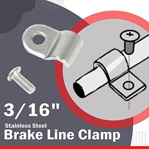 EASYBERG 3/16" Stainless Steel Brake Line Clamp with Screw Street Rod Custom Dune Buggy （24pc） - Image 3