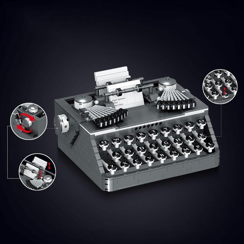 Zikra Retro Typewriter, Vintage Typewriter Building Set Composed of Mini Bricks, Collectible Display Model Toy as A Wonderful Gift Idea for Adults (1136 Pieces) - Image 2