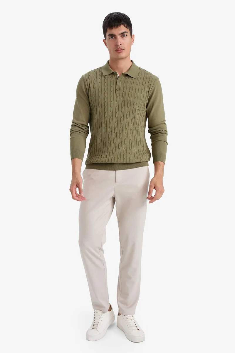 ديفاكتو Standard Fit Polo Collar Knitwear Pullover