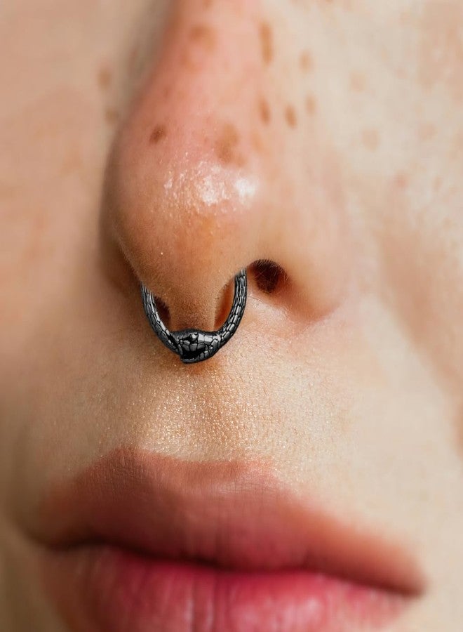 ZMANYIJEW 16G Minimalist Lines Septum Rings Stacked Gold Septum Ring Septums Clicker Nose Ring Piercing for Women Men, 1, Stainless Steel, no gemstone - Image 2