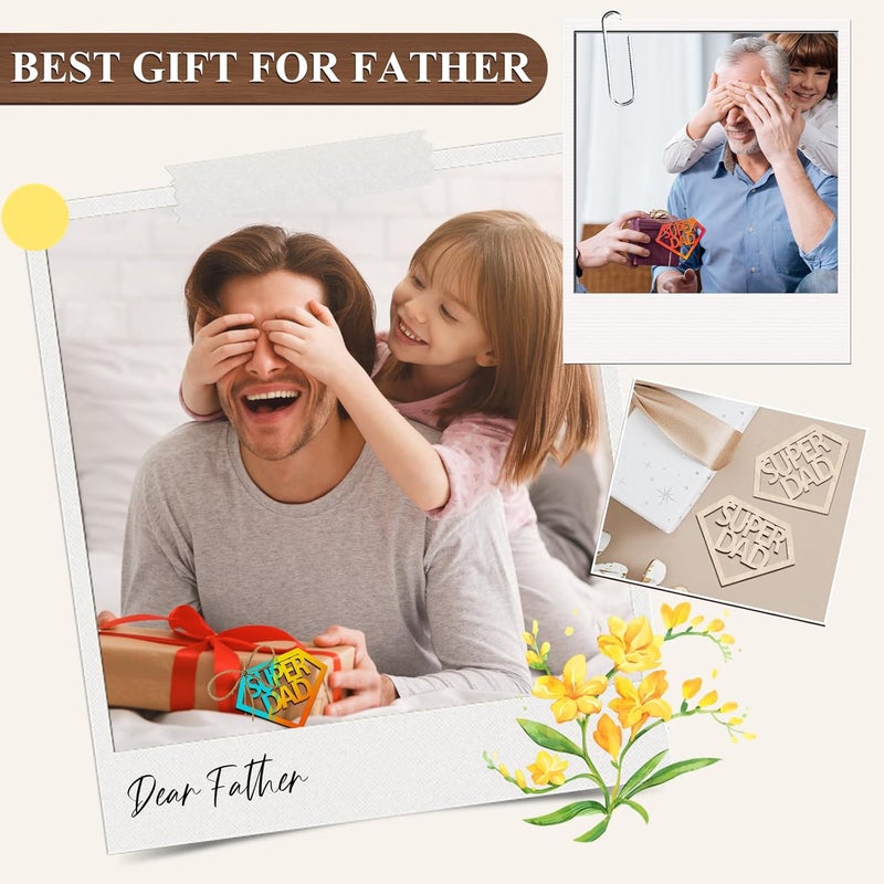 Tmflexe Dad 30Pcs Unfinished Wood Crafts Fathers Day DIY Cutouts Dad Birthday Present Gift Tags Wooden Letter Ornaments Paintable Blank Hanging Wood Slices for Kids Art Crafts Party Decor for Daddy - Image 4