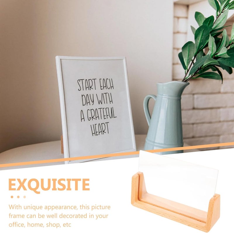 U-shaped Desk Picture Frame 4x6 Inch with Black Walnut and Beech Wood, Nordic Style Decorative Photo Holder for Home and Office Tabletop Display - Image 3