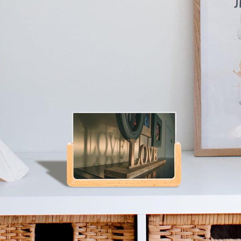 U-shaped Desk Picture Frame 4x6 Inch with Black Walnut and Beech Wood, Nordic Style Decorative Photo Holder for Home and Office Tabletop Display - Image 5