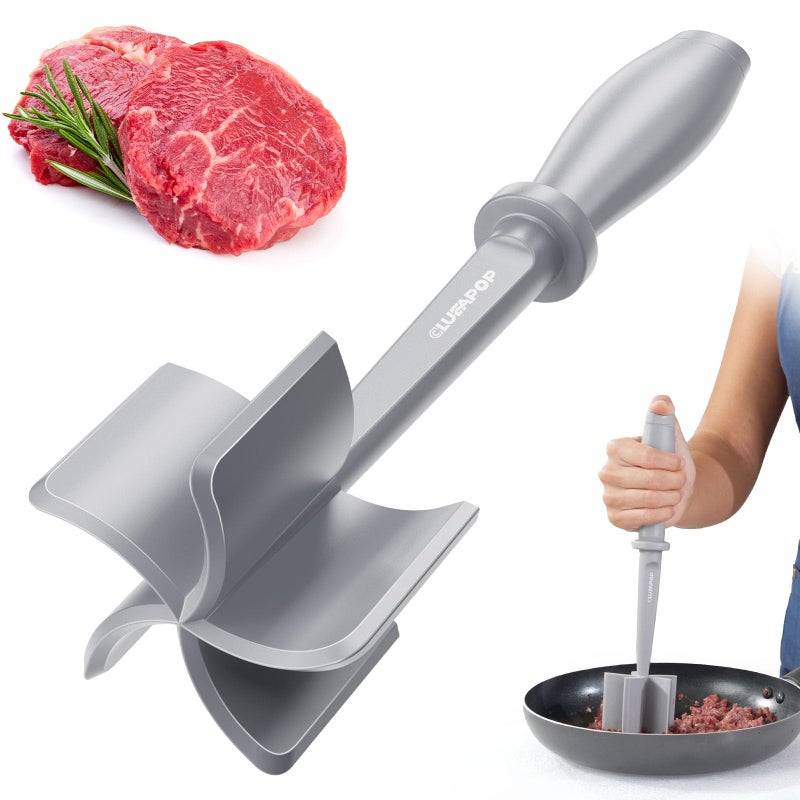 CLUEAPOP Premium Meat Chopper for Ground Beef - CLUEAPOP Heat Resistant Meat Masher - Kitchen Tools & Gadgets - Ground Beef Smasher - Non Stick Hamburger Chopper - Cook Ground Meat with Easy - Image 1