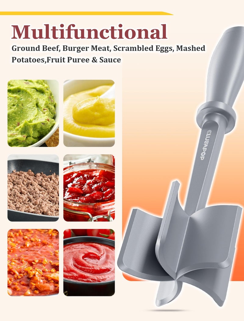 CLUEAPOP Premium Meat Chopper for Ground Beef - CLUEAPOP Heat Resistant Meat Masher - Kitchen Tools & Gadgets - Ground Beef Smasher - Non Stick Hamburger Chopper - Cook Ground Meat with Easy - Image 5