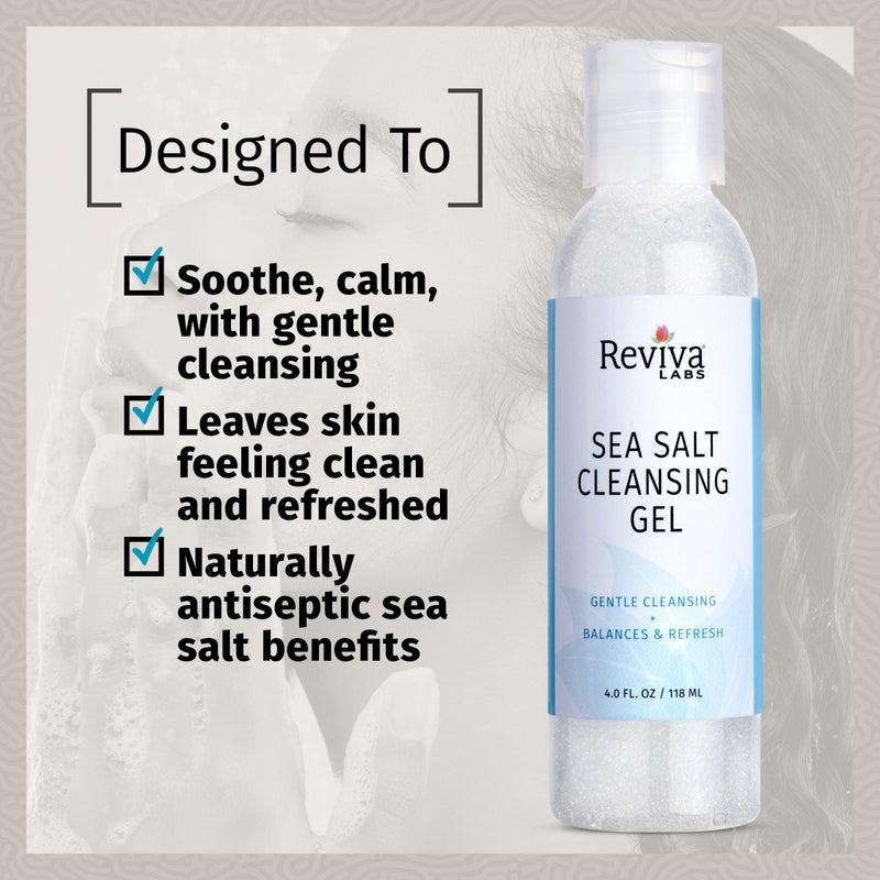 Reviva Labs Sea Salt Face Wash 4 fl oz â€“ Gentle Facial Cleanser with Mineral-Rich Sea Salt for Balanced, Hydrated, & Refreshed Skin â€“ Cleansing Gel for All Skin Types, Including Sensitive Skin - Image 3