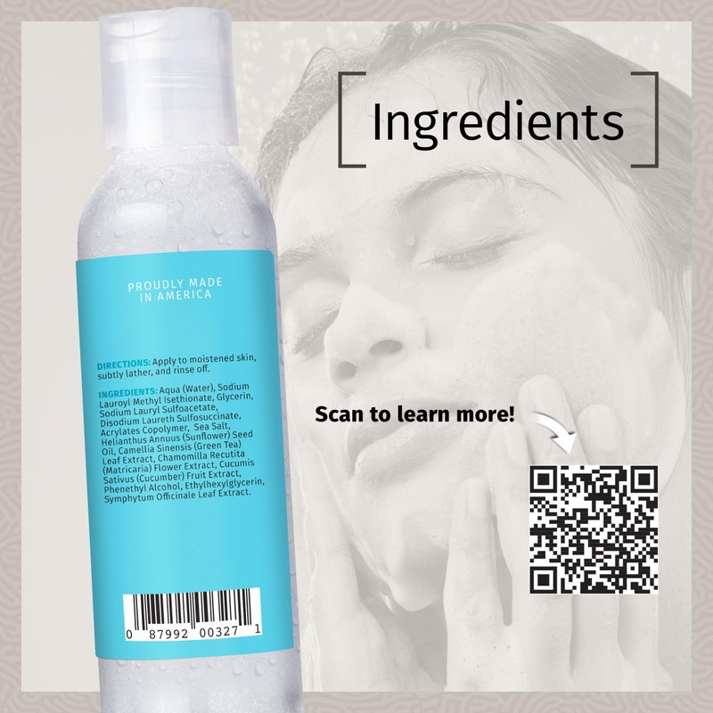 Reviva Labs Sea Salt Face Wash 4 fl oz â€“ Gentle Facial Cleanser with Mineral-Rich Sea Salt for Balanced, Hydrated, & Refreshed Skin â€“ Cleansing Gel for All Skin Types, Including Sensitive Skin - Image 5