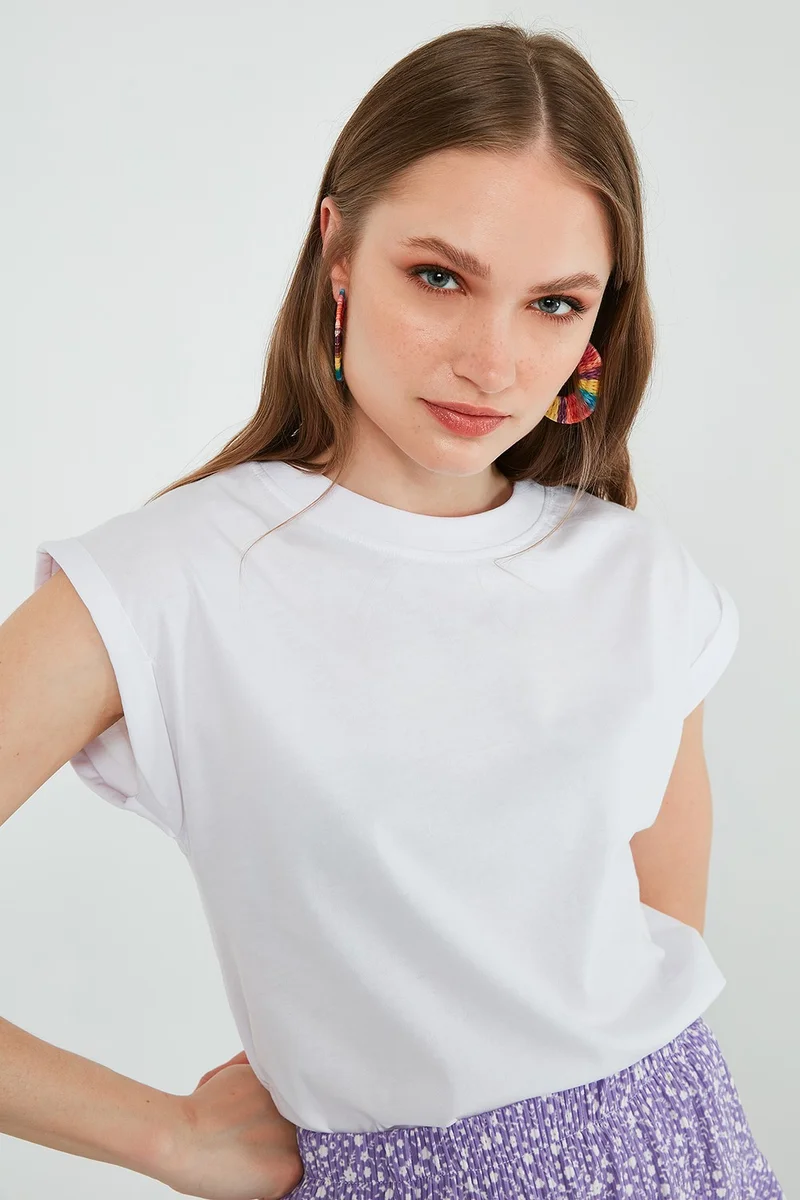 Lela Crew Neck 100% Cotton Basic Tshirt Women's Tshirt 5864121