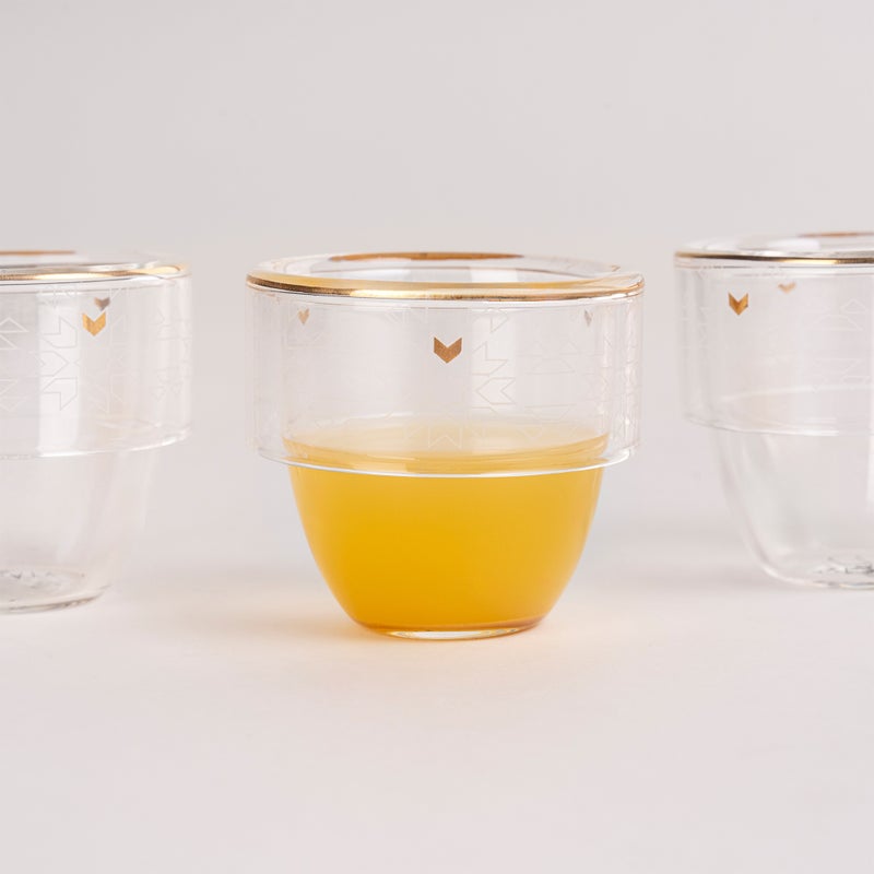 Dallaty white glass Saudi coffee cups set 6 pcs - Image 2