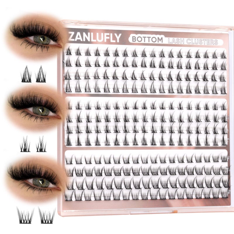 ZANLUFLY Natural Lower Lashes DIY Cluster Eyelash Extension - Wispy Bottom Lash Clusters 5-8MM, 3 Styles - Image 1