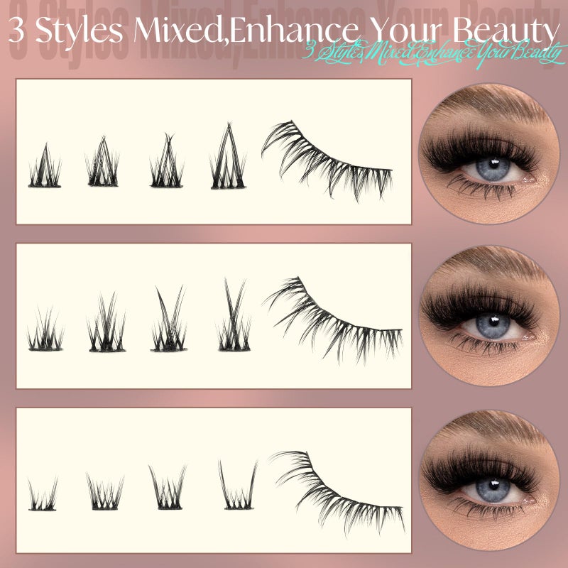 ZANLUFLY Natural Lower Lashes DIY Cluster Eyelash Extension - Wispy Bottom Lash Clusters 5-8MM, 3 Styles - Image 2