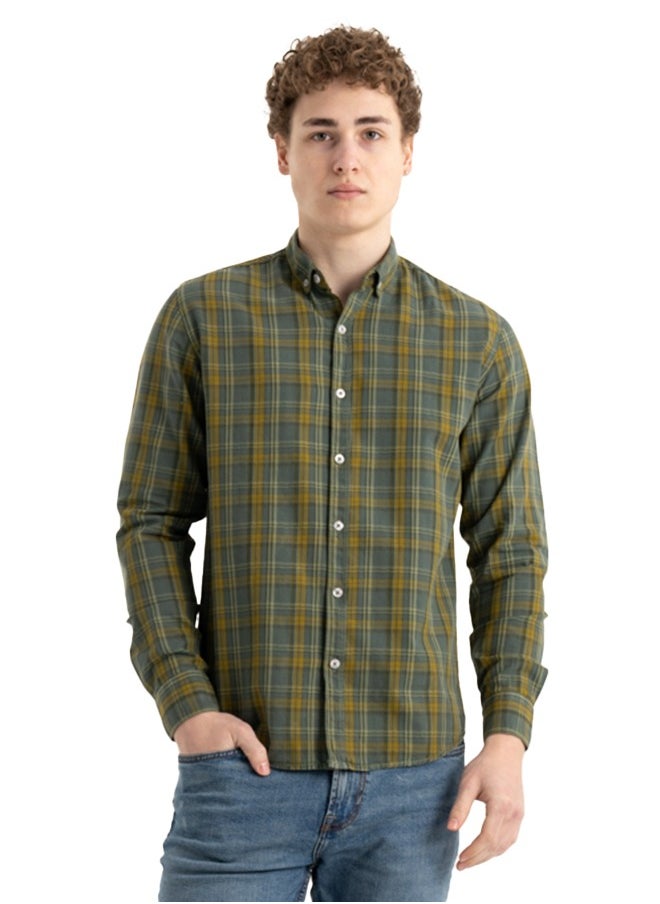 clever - Shirt Men's, Stylish, Oxford Cotton ,Olive, Multicolor - Image 1