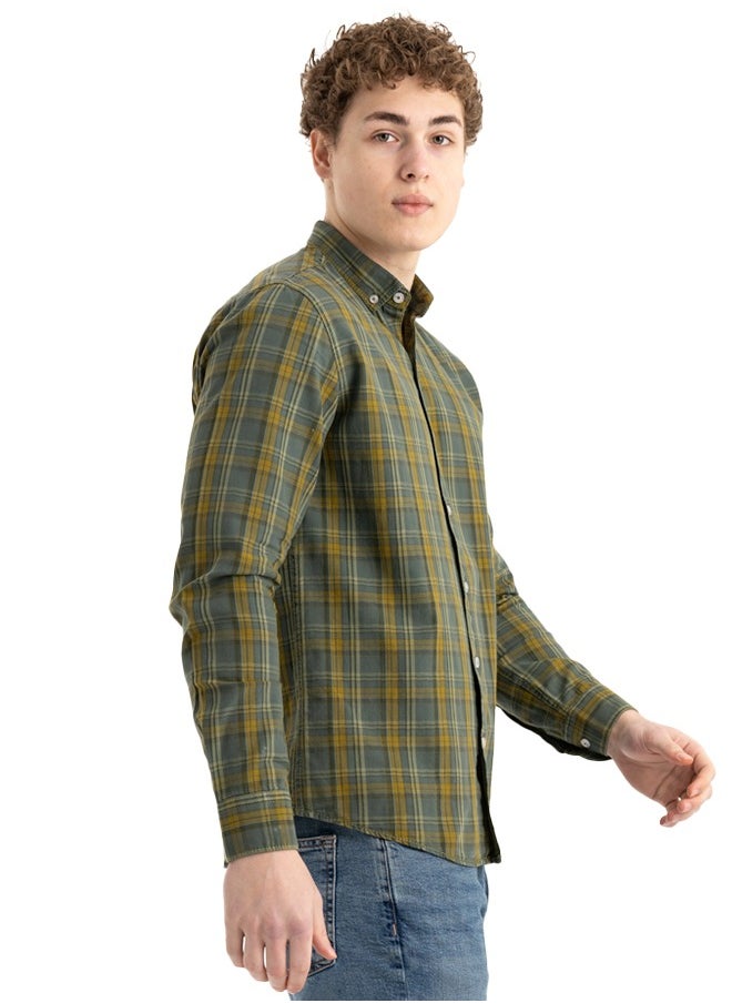 clever - Shirt Men's, Stylish, Oxford Cotton ,Olive, Multicolor - Image 1