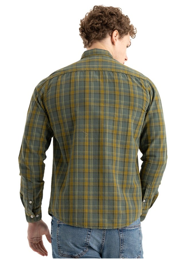 clever - Shirt Men's, Stylish, Oxford Cotton ,Olive, Multicolor - Image 1