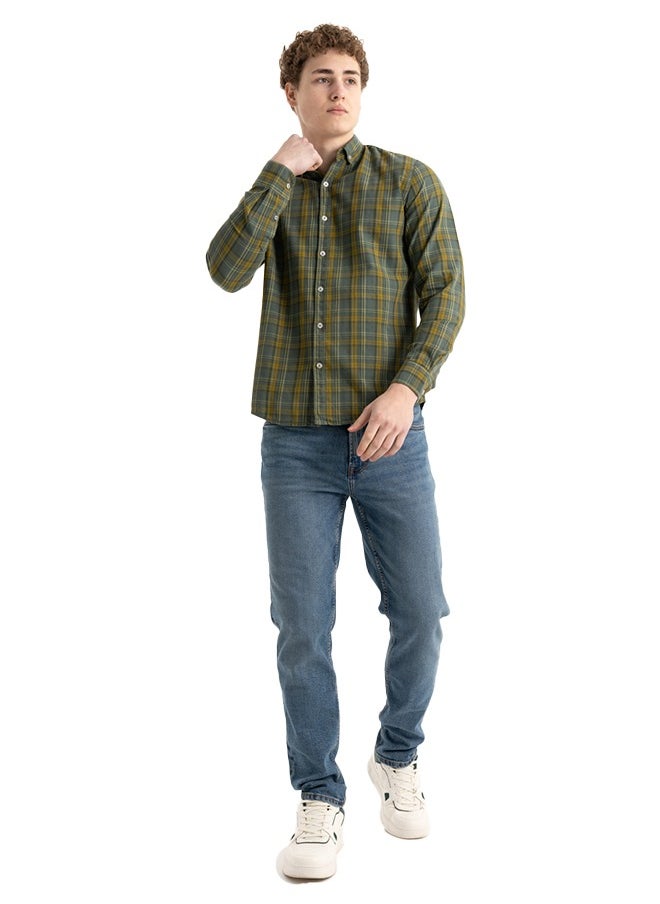 clever - Shirt Men's, Stylish, Oxford Cotton ,Olive, Multicolor - Image 1