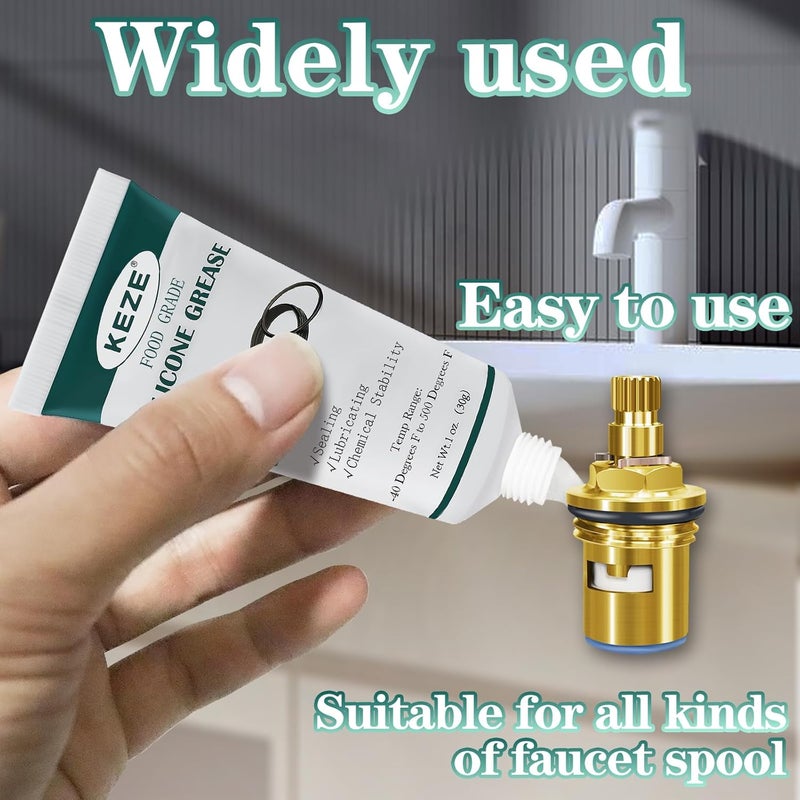 KEZE Waterproof Water Grade Silicone Lubricant Grease for Valve Sealant Faucet O Rings 1oz 1 Pack Solid anti-deform - Image 4
