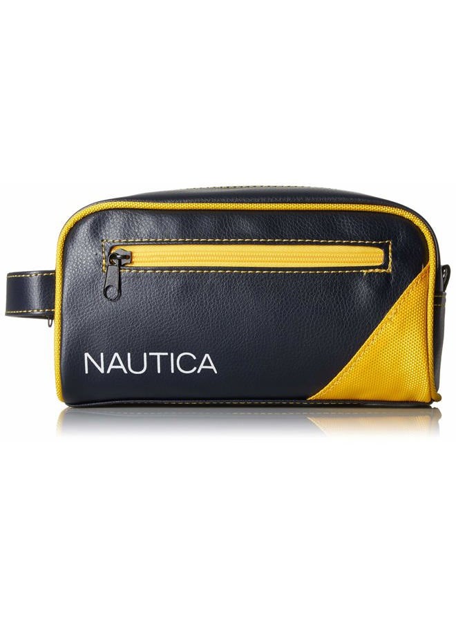 NAUTICA Men's Top Zip Travel Kit Toiletry Bag Organizer, Yellow, One Size  - Image 1