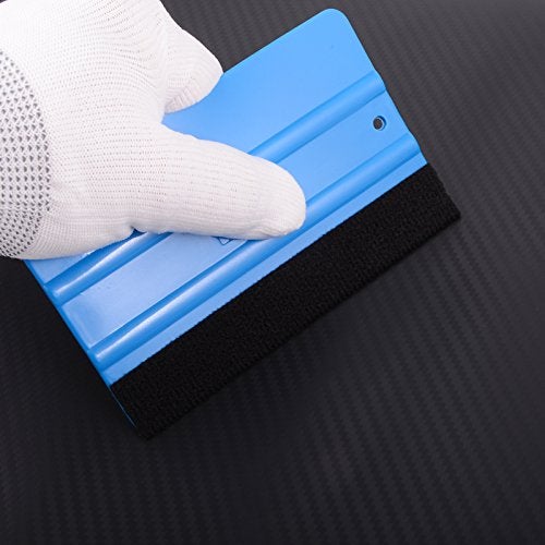 FOSHIO فوشيو أوتوموتيف 196.8 بوصة / 5 متر طول ممسحة ألياف سوداء لاصقة ذاتيًا لملصقات الألياف بوليستر لأدوات تغليف السيارات وأدوات ورق الجدران وسادات الأثاث - Image 5