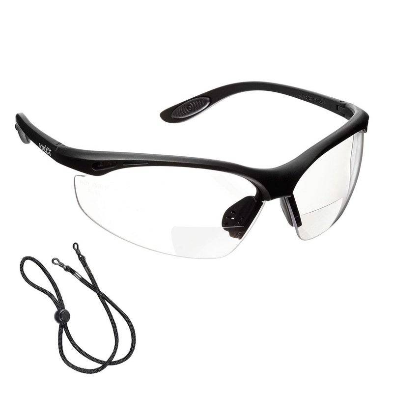 voltX Constructor BIFOCAL Reading Safety Glasses Clear 20 Dioptre ANSI Z871 CE EN166F CertifiedCycling Sports Glasses Includes Safety Cord UV400 Anti Fog Coated Lens
