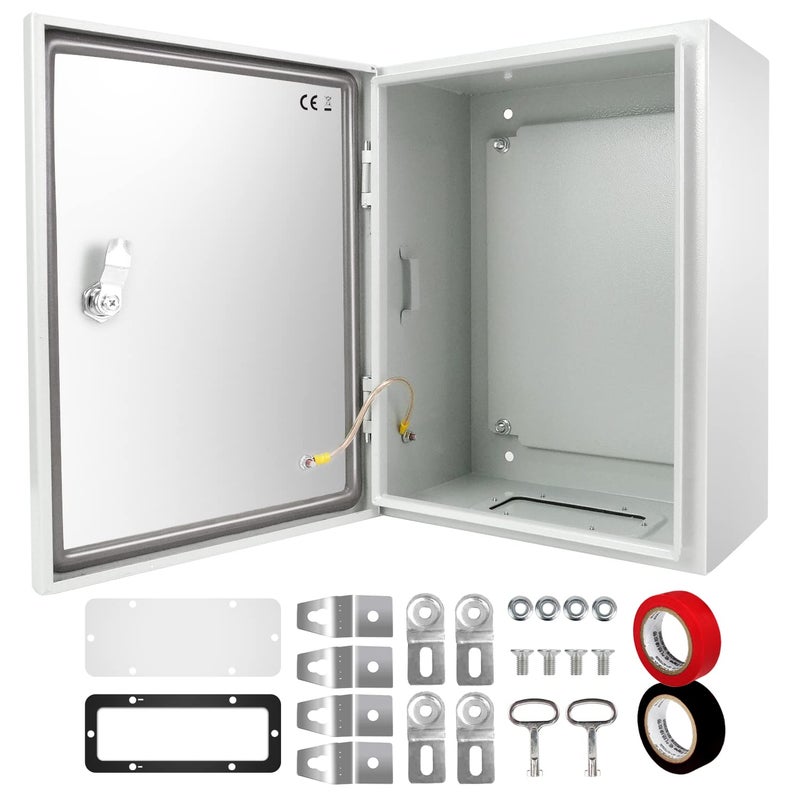 Tocretoare Outdoor Electrical Box Steel Junction Box 16 x 12 x 8 NEMA 4X Electrical Enclosure Box IP66 Waterproof Dustproof Universal Electrical Project Box with Lock Mounting Plate