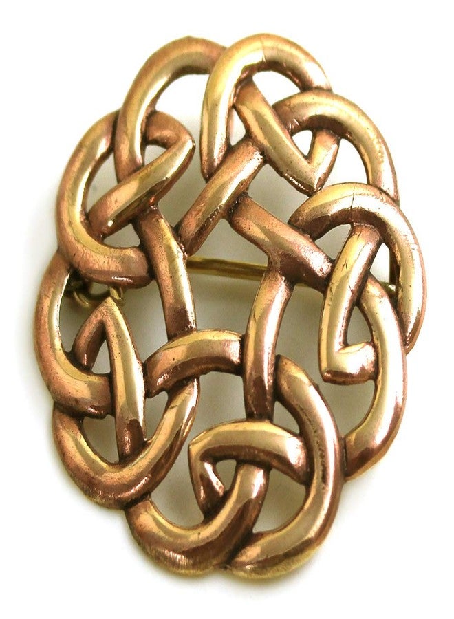 LynnAround Bronze Gold Filigree Brooches, Clothes Fasteners - Cloak, Shawl, Scarf Pin, Celtic Irish Norse Vintage Jewelry (1.96) - Image 1