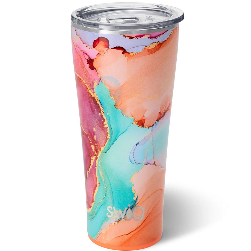 Swig Life 32oz Insulated Tumbler, Travel Coffee Tumbler with Lid, Cup Holder Friendly Travel Coffee Mug, Stainless Steel with Lid (Dreamsicle) - Image 1