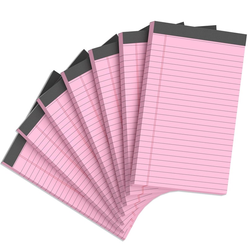 Aidunmis 7Pcs Small Note Pads 5X8 Legal Pads Pink Notepad 5X8 College Ruled Pink Notebook Paper Narrow Ruled Mini Notepads 5 X 8 Legal Pad Perforated Small Writing Pads 5X7 In 30 Sheets Per Note Pad - Image 1