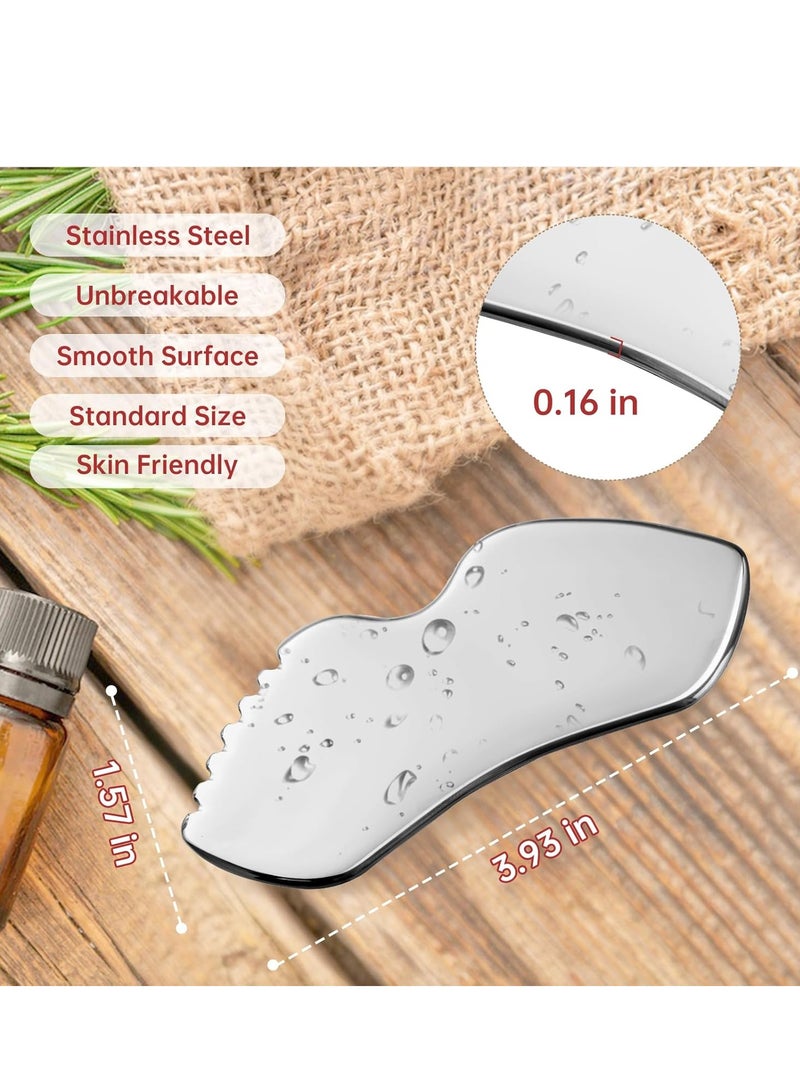 Loquat Stainless Steel Gua Sha Set Face Massager Metal Gua Sha Facial Tools Body Lymphatic Drainage Massager Face Guasha Face Sculpting Tool Skin Care Set Gifts for Women - Image 2