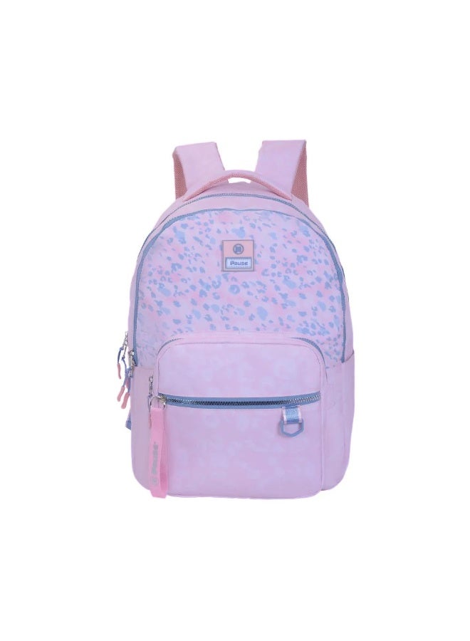 PAUSE Backpack with 18" Laptop Sleeve and Patterned Front Pocket - Pink, Model P25G8-3155