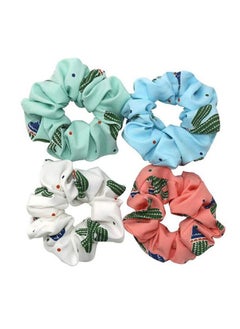 Fodattm Fodattm 4PCS Elastic Hair Scrunchies Hair Bands Hair Ties Scrunchy Hair Rope Ponytail Holder for Women (Cactus pattern)  - Image 1