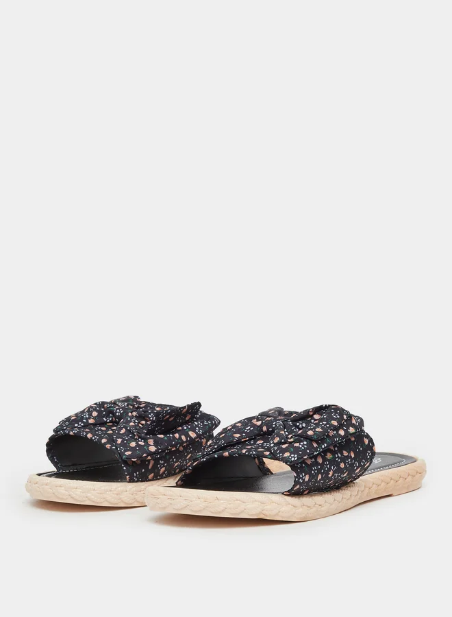 تايك تو Take Two Floral Print Bow Detail Flat Sandals