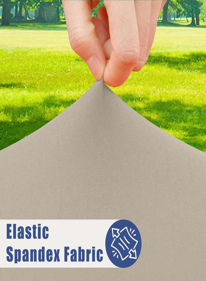 Moosfor Round Spandex Tablecloth, Elastic Fitted Waterproof Tablecloths for 36"-44" Tables, Stretch Washable Picnic Table Cover for Camping, Dining, Indoor and Outdoor, Taupe - Image 2